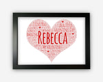 Personalised Love Heart For Her Wife Girlfriend Gift Word Art Wall Room Decor Prints GC1337