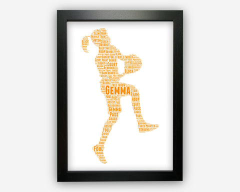 Personalised Basketball Female Basketball Team Player Gift Word Art Wall Room Decor Prints GC1020