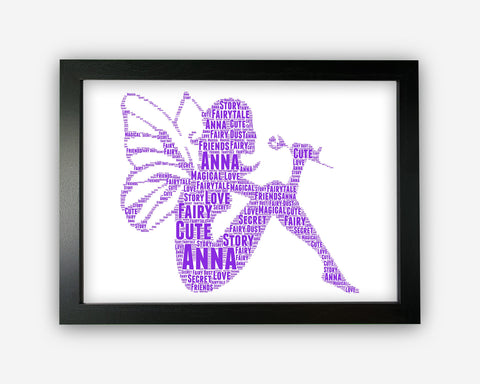 Personalised Fairy Fairy Tale Story Wings Gift Word Art Wall Room Decor Prints NP180