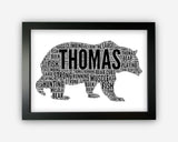 Personalised Daddy Bear Gifts Word Art Wall Print - Mummy Bear Gifts Wall Decor Custom Word Cloud Wall Art A3 A4 A5 8x10 Print GC1475