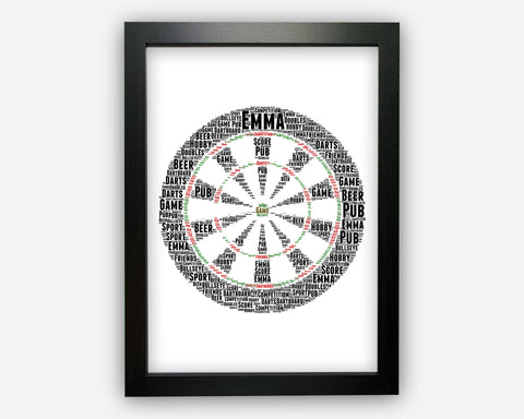 Personalised Word Art Gift Darts Gift Dart Player Gift Dart Board Wall Art Wall Prints Wall Art Gift Wall Art Prints NP081