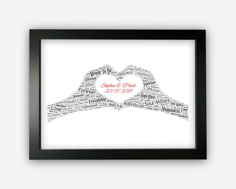 Personalised Romantic love Gifts Word Art Wall Print - Wedding Gifts Wall Decor Custom Word Cloud Wall Art A3 A4 A5 8x10 Print SC0083