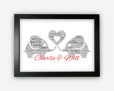 Personalised Elephants Valentines Day Gift For Him Or Her Elephant Anniversary Couples Gift Word Art Wall Room Decor Prints GC1439