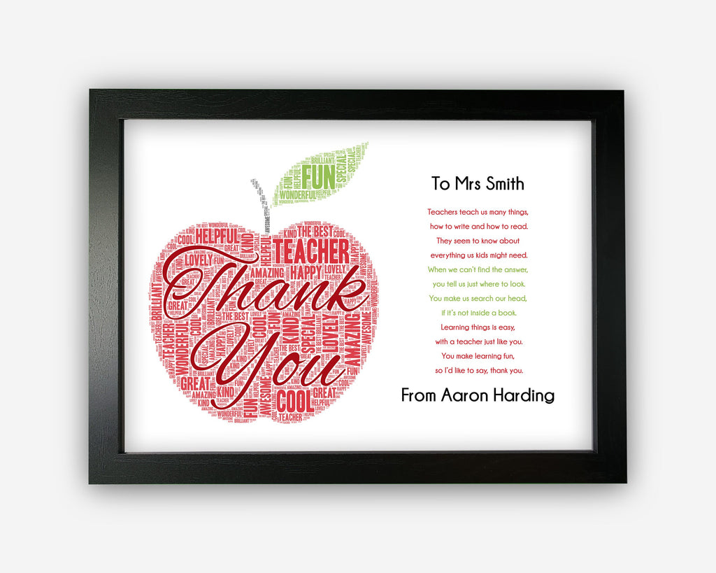 Personalised Teacher Appreciation Poem Gift - End of School Term Nurse ...