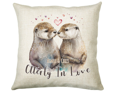 Personalised Valentines Day Otters Cushion Gift - Otterly In Love Cushion Throw Pillow Gift For Him Her Boyfriend Girlfriend Gift CS513