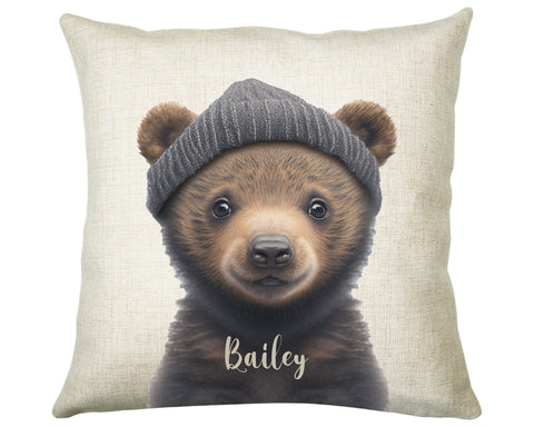 Birthday Gift For Boy Baby Bear Cushion Gift Printed Name Design Cushion Throw Pillow Gift For Boys Nursery Bedroom Animal Gift CS536